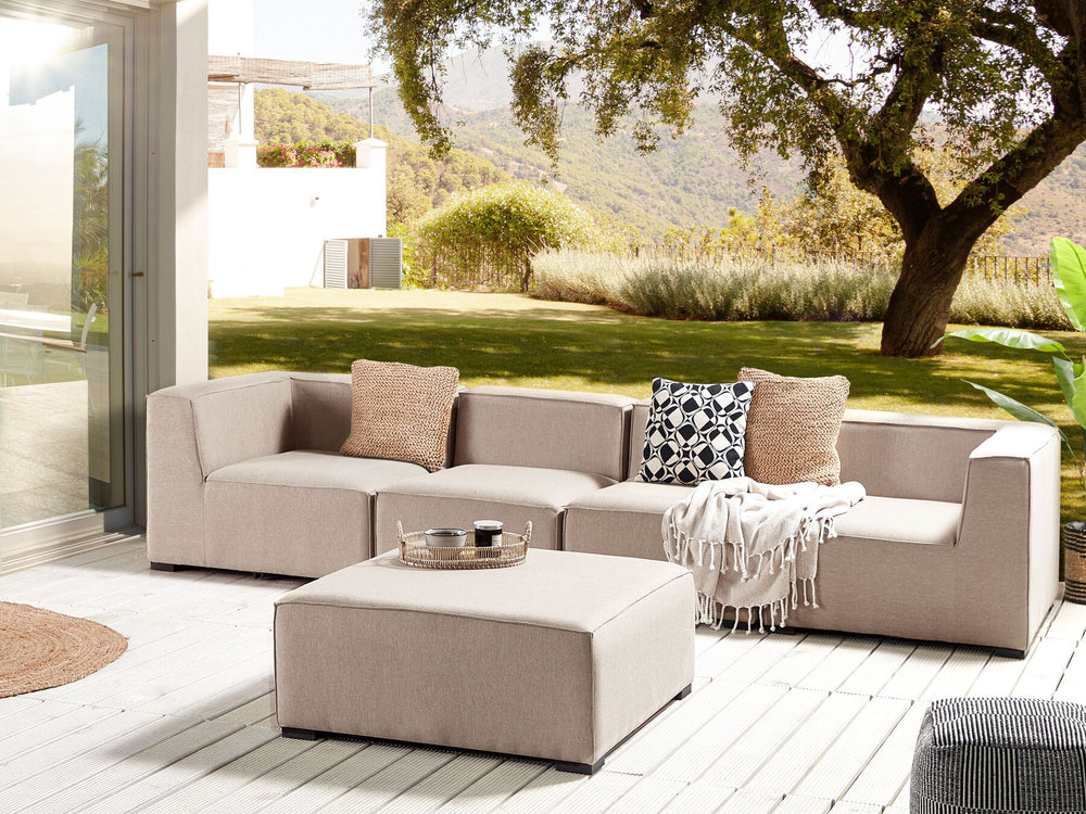 Arezzo Garden Sofa with Ottoman 4 Seater Modular Beige