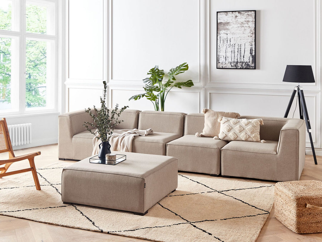 Arezzo Garden Sofa with Ottoman 4 Seater Modular Beige