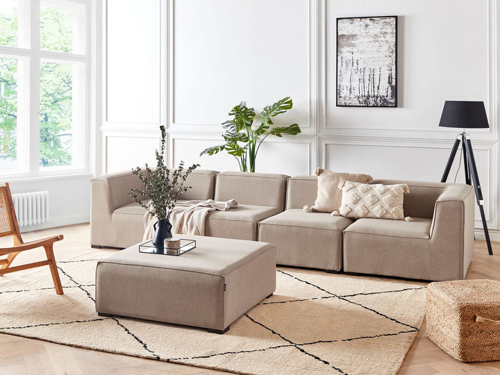 Arezzo Garden Sofa with Ottoman 4 Seater Modular Beige