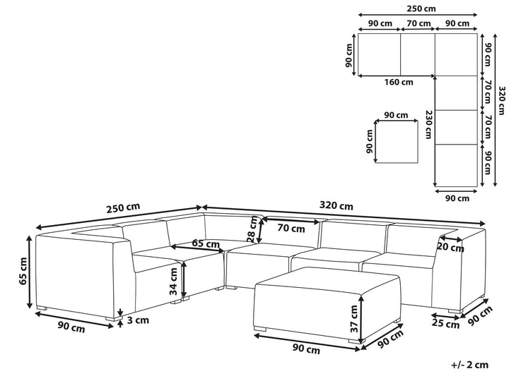 Arezzo Garden Corner Sofa with Ottoman 7 Seater Right Hand Modular Light Grey
