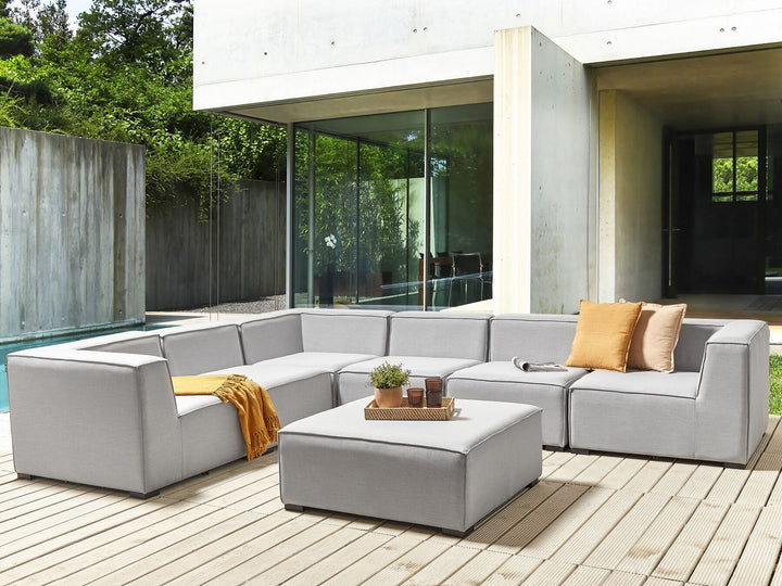 Arezzo Garden Corner Sofa with Ottoman 7 Seater Right Hand Modular Light Grey