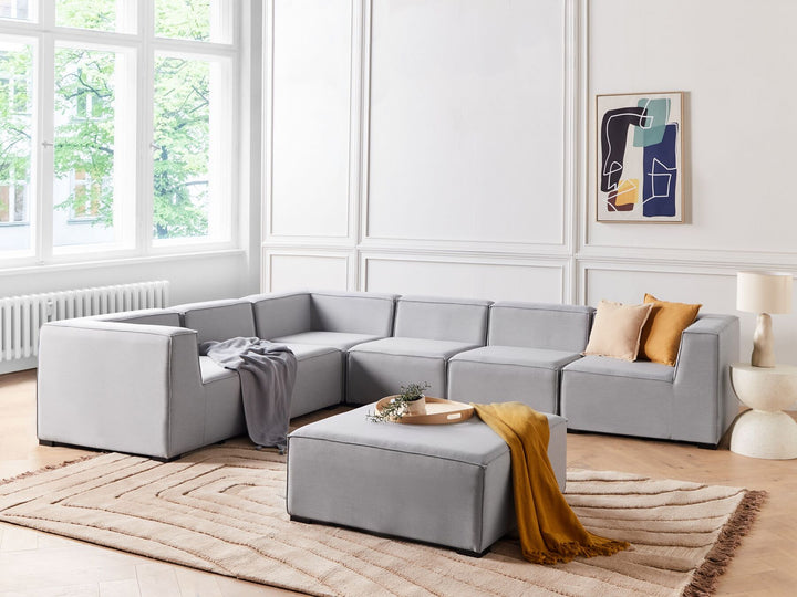 Arezzo Garden Corner Sofa with Ottoman 7 Seater Right Hand Modular Light Grey