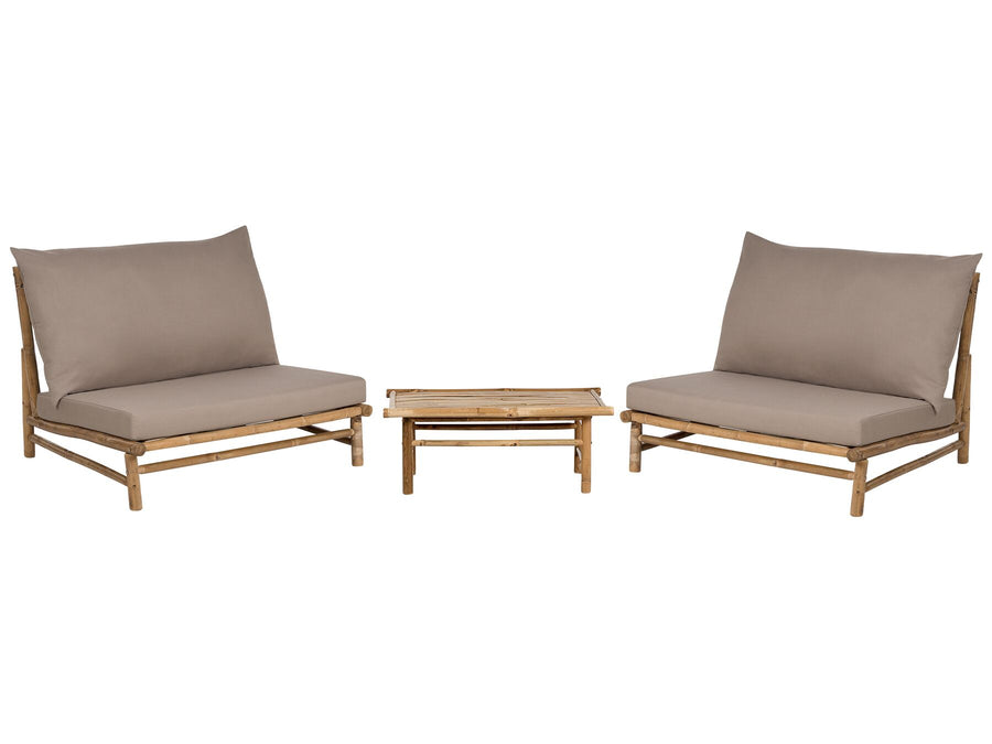 Todi Garden Lounge Set with Table 2 Seater Bamboo Wood Taupe