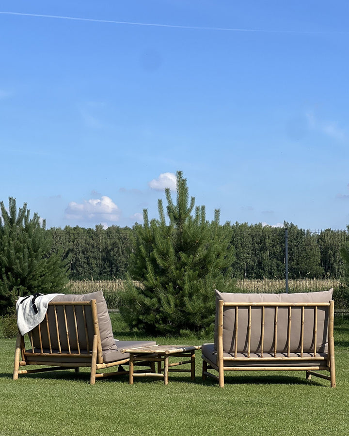 Todi Garden Lounge Set with Table 2 Seater Bamboo Wood Taupe