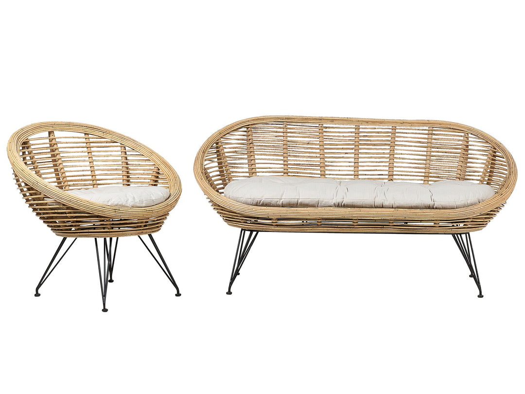 Maratea Garden Sofa Set 3 Seater Rattan Natural