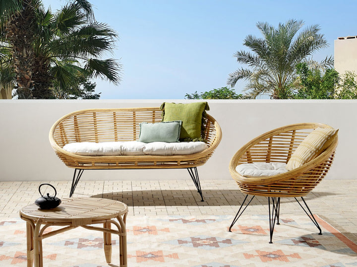 Maratea Garden Sofa Set 3 Seater Rattan Natural