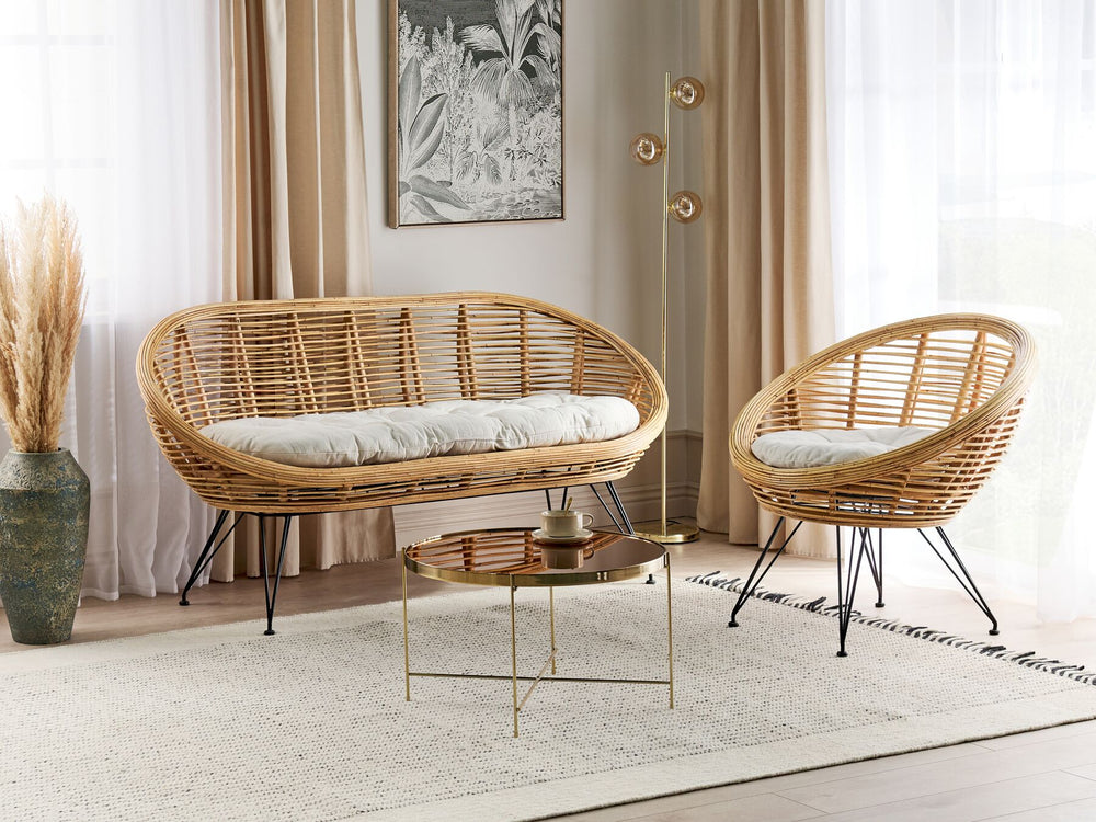 Maratea Garden Sofa Set 3 Seater Rattan Natural