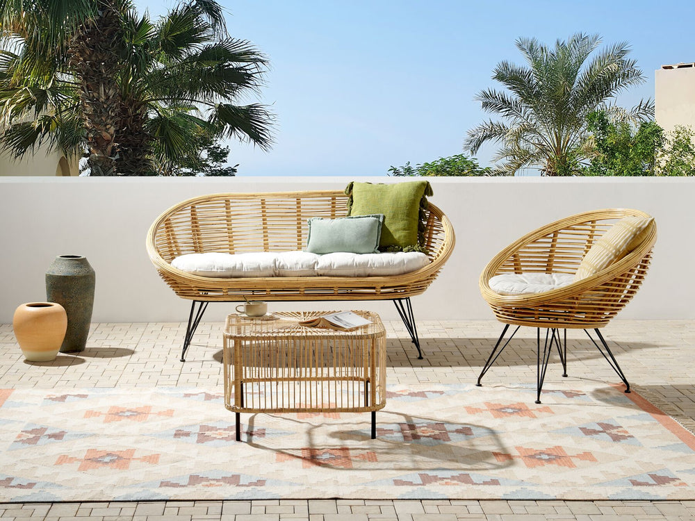 Maratea/Cesenatico Garden Lounge Set with Table 3 Seater Rattan Natural