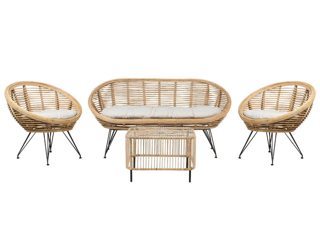 Maratea/Cesenatico Garden Lounge Set with Table 4 Seater Rattan Natural