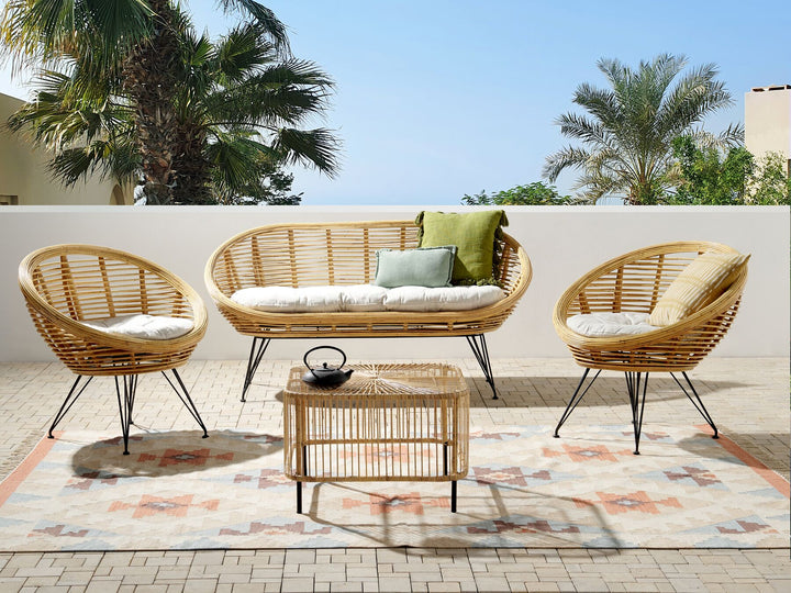 Maratea/Cesenatico Garden Lounge Set with Table 4 Seater Rattan Natural