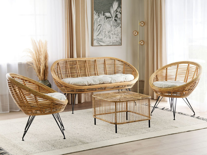 Maratea/Cesenatico Garden Lounge Set with Table 4 Seater Rattan Natural