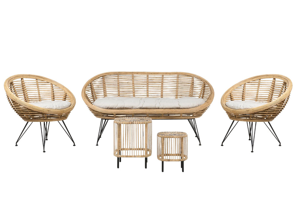 Maratea/Cesenatico Garden Lounge Set with Table 4 Seater Rattan Natural