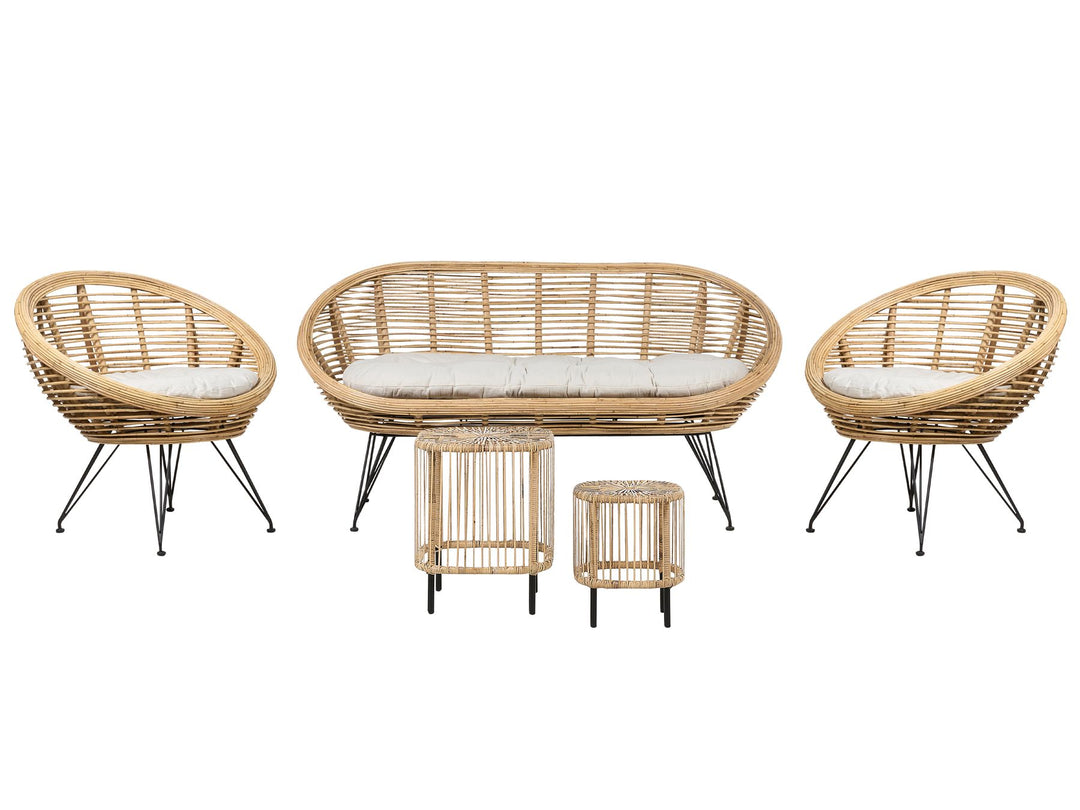 Maratea/Cesenatico Garden Lounge Set with Table 4 Seater Rattan Natural