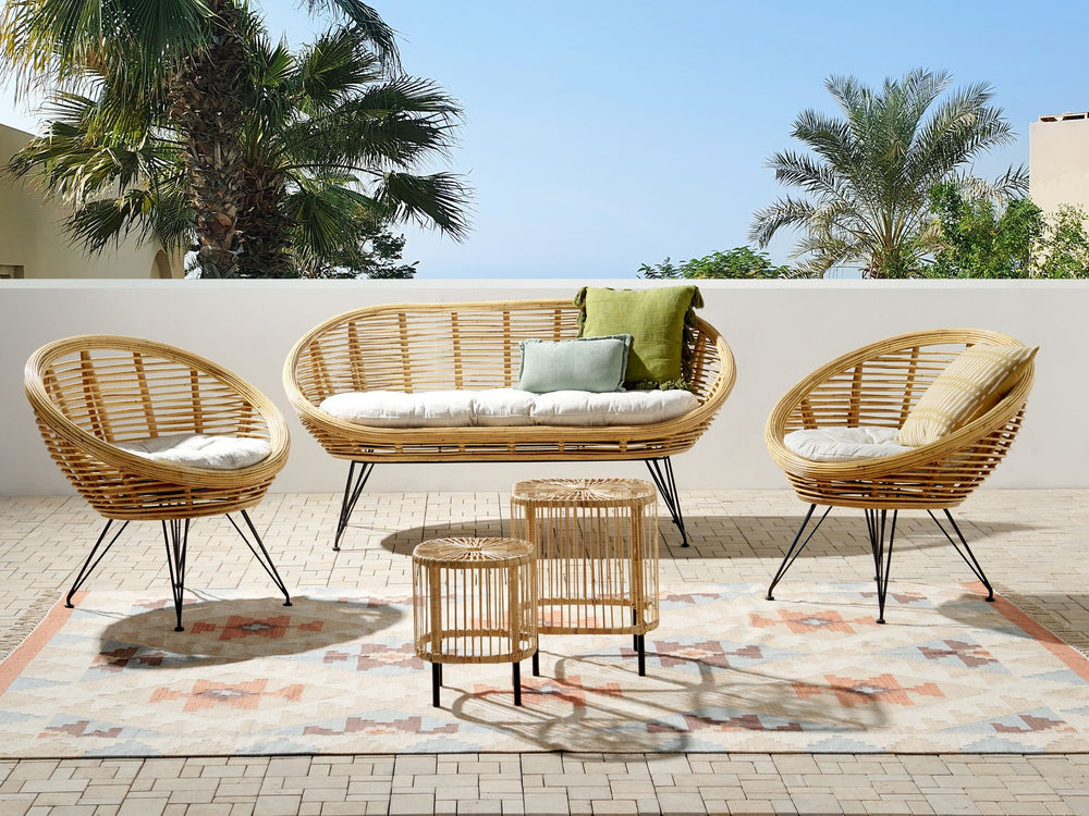 Maratea/Cesenatico Garden Lounge Set with Table 4 Seater Rattan Natural