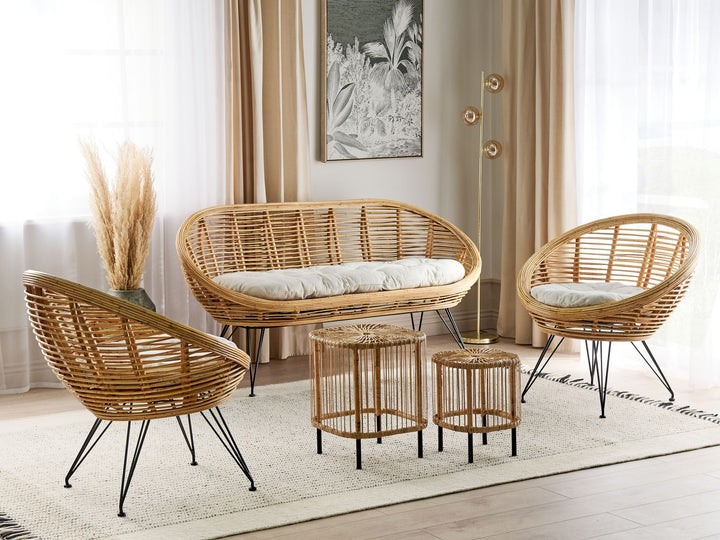 Maratea/Cesenatico Garden Lounge Set with Table 4 Seater Rattan Natural