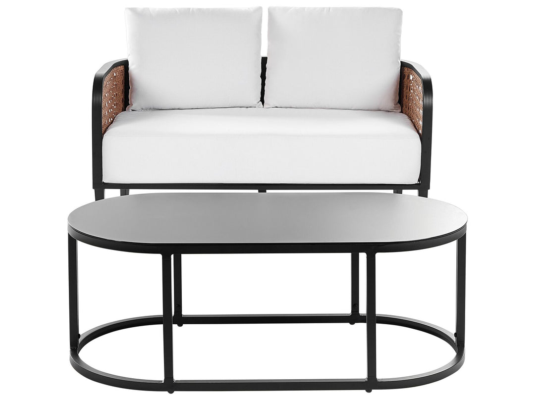 Montefalco Garden Lounge Set with Table 2 Seater Metal White