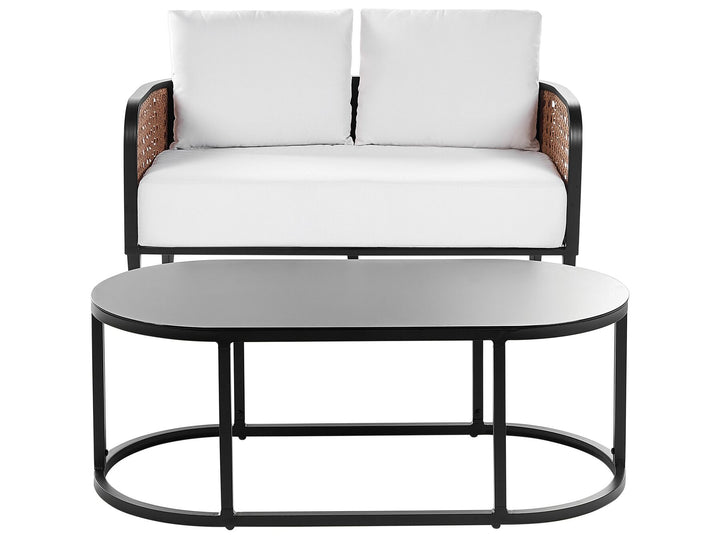 Montefalco Garden Lounge Set with Table 2 Seater Metal White