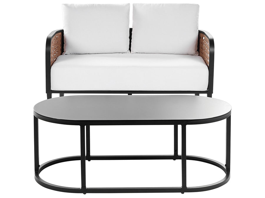 Montefalco Garden Lounge Set with Table 2 Seater Metal White