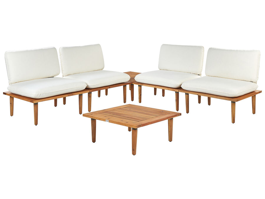 Frascati Garden Lounge Set with Table 4 Seater Certified Acacia Wood Off-White