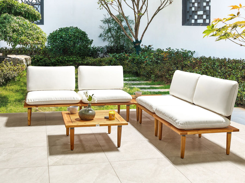 Frascati Garden Lounge Set with Table 4 Seater Certified Acacia Wood Off-White