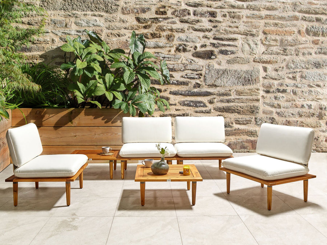 Frascati Garden Lounge Set with Table 4 Seater Certified Acacia Wood Off-White