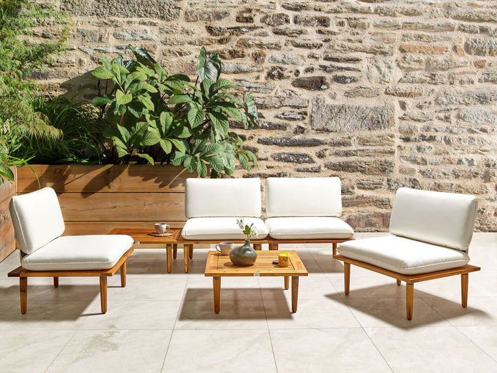 Frascati Garden Lounge Set with Table 4 Seater Certified Acacia Wood Off-White