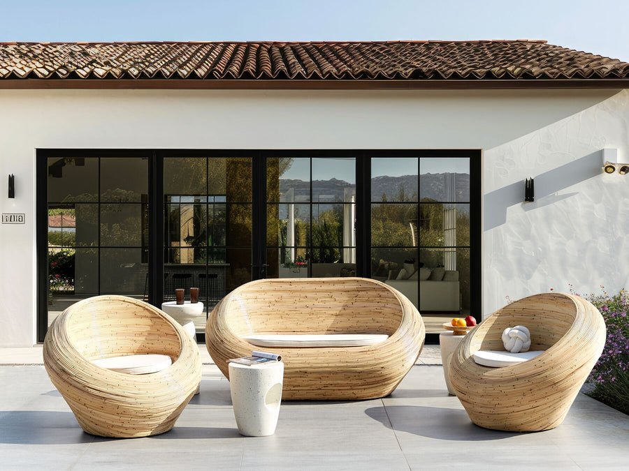 Maiori Garden Sofa Set 4 Seater Rattan Natural
