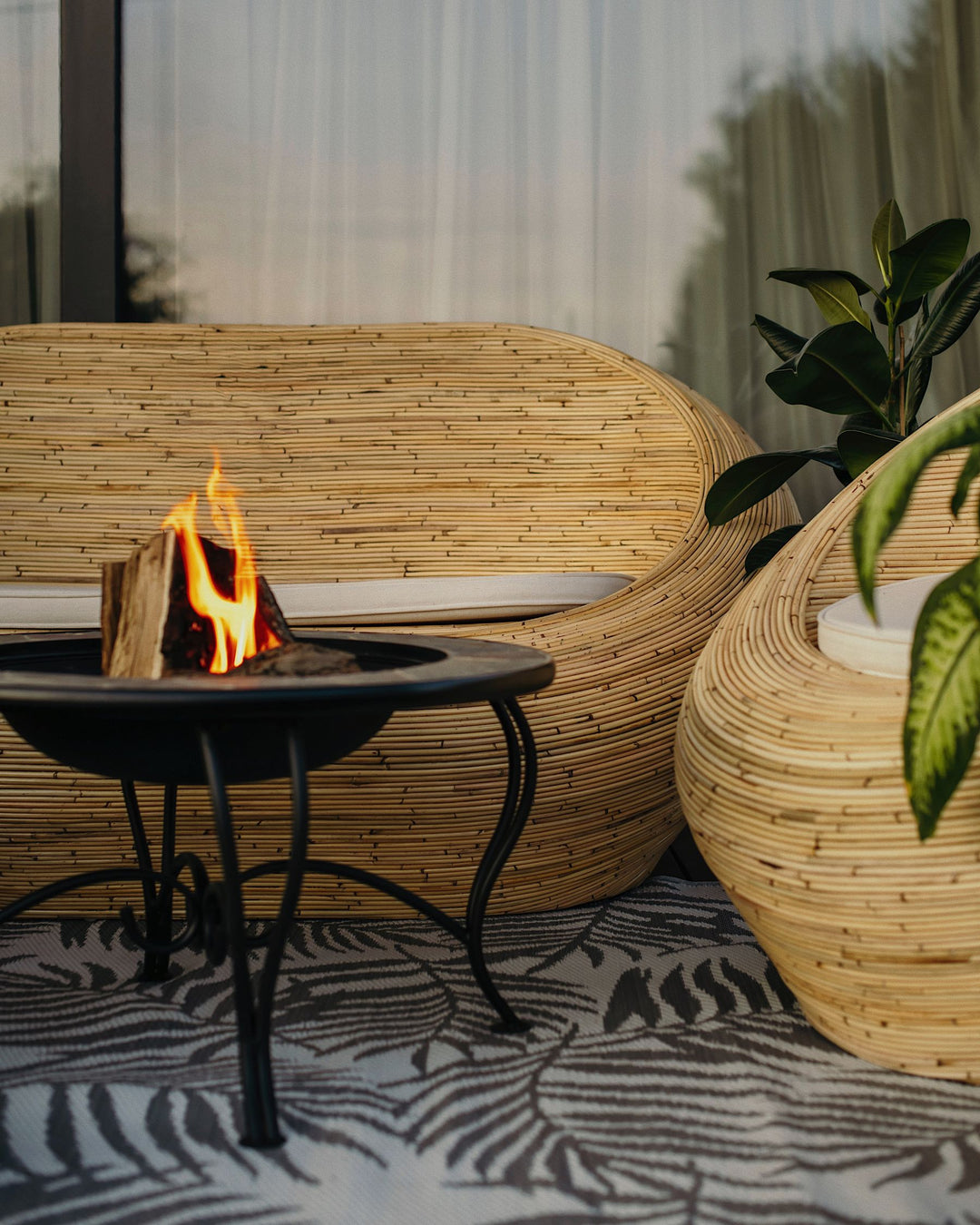 Maiori Garden Sofa Set 4 Seater Rattan Natural