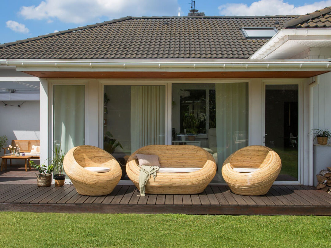 Maiori Garden Sofa Set 4 Seater Rattan Natural