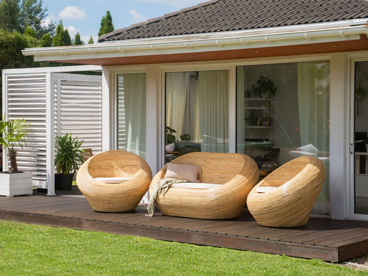 Maiori Garden Sofa Set 4 Seater Rattan Natural