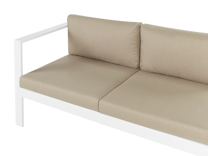 Messina Garden Corner Sofa with Table 5 Seater Left Hand Metal Sand Beige