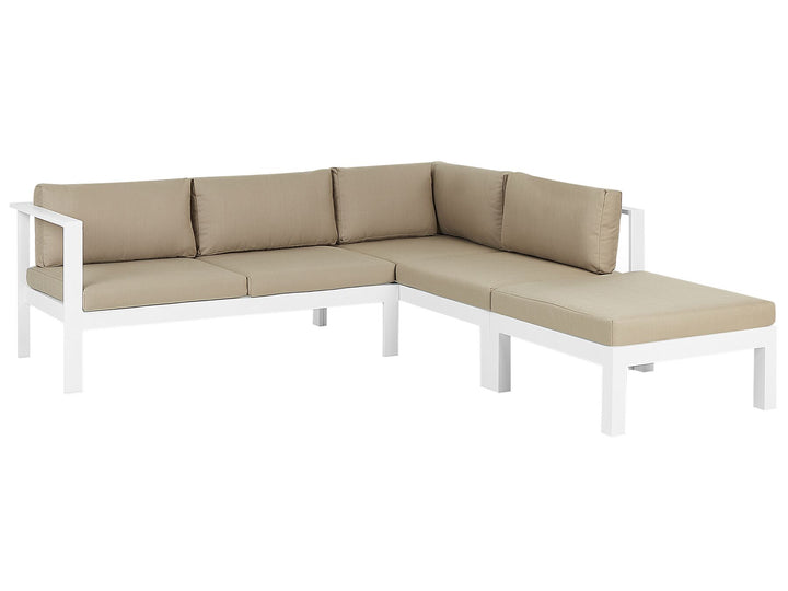 Messina Garden Corner Sofa with Table 5 Seater Left Hand Metal Sand Beige