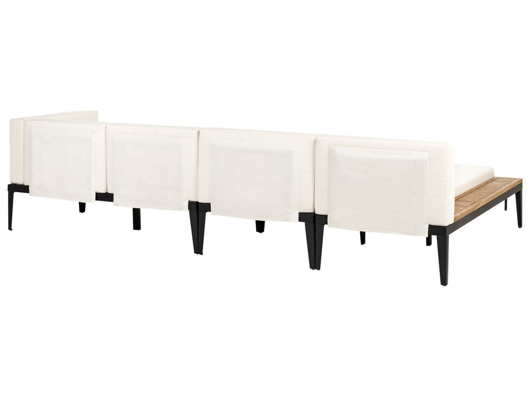 Bracciano Garden Corner Sofa with Table 4 Seater Right Hand Certified Acacia Wood Light Beige