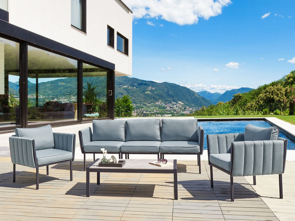 Skala Garden Lounge Set with Table 5 Seater Metal Dark Grey