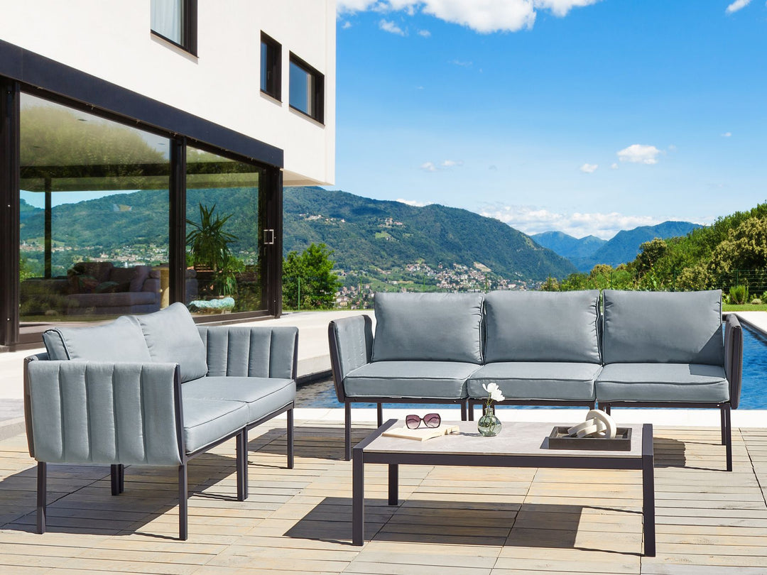Skala Garden Lounge Set with Table 5 Seater Metal Dark Grey