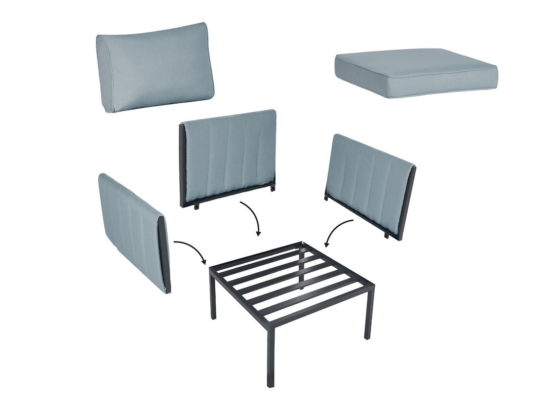 Skala Garden Lounge Set with Table 5 Seater Metal Dark Grey