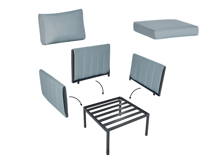 Skala Garden Lounge Set with Table 5 Seater Metal Dark Grey
