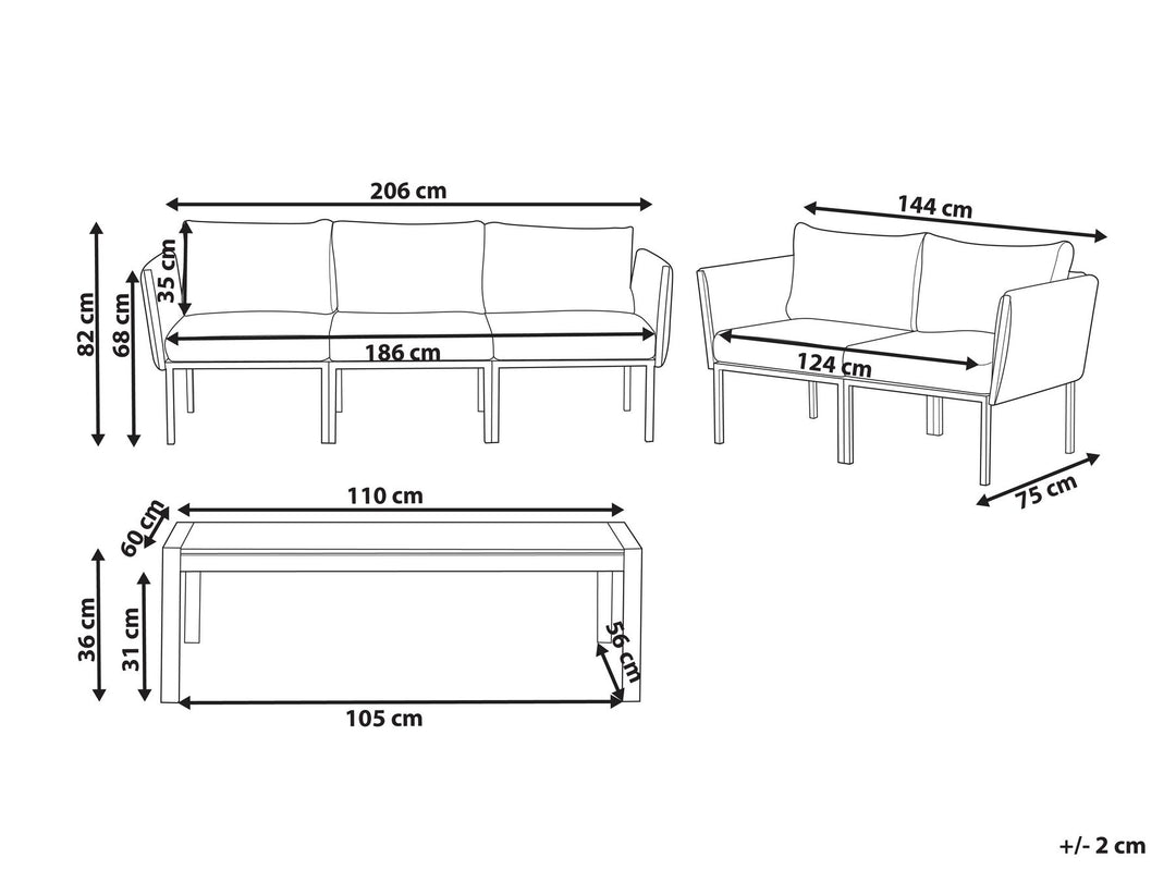 Skala Garden Lounge Set with Table 5 Seater Metal Dark Grey