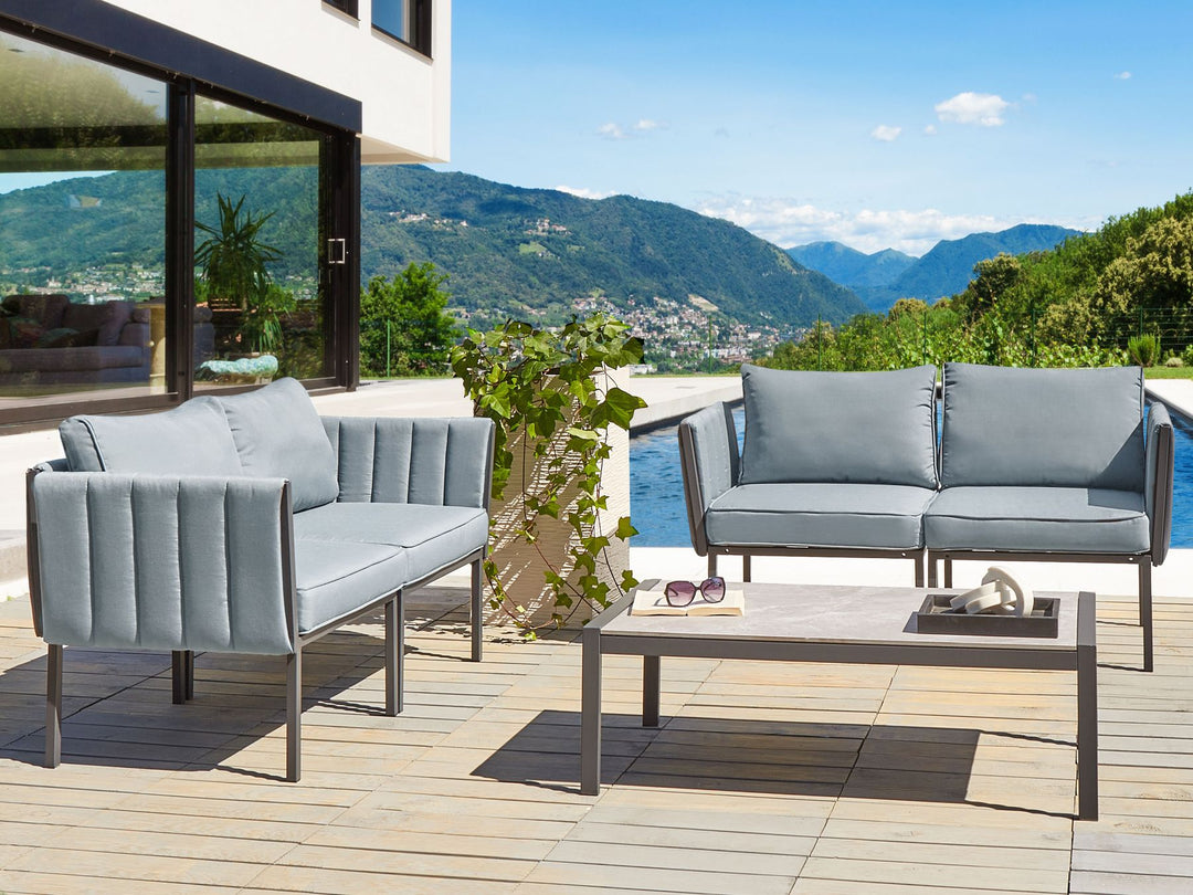 Skala Garden Lounge Set with Table 5 Seater Metal Dark Grey