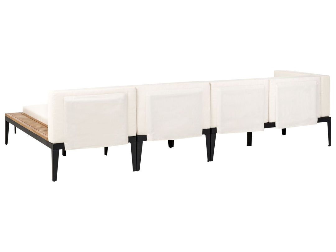 Bracciano Garden Lounge Set with Table and Ottoman 4 Seater Left Hand Certified Acacia Wood Light Beige