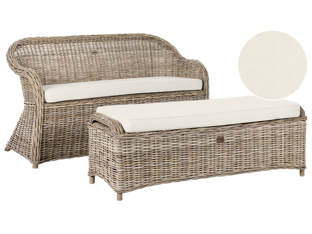 Susua Garden Sofa with Ottoman with Footstool Rattan Natural
