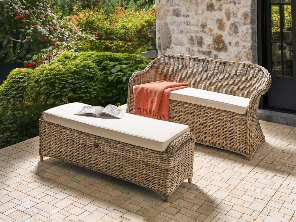 Susua Garden Sofa with Ottoman with Footstool Rattan Natural