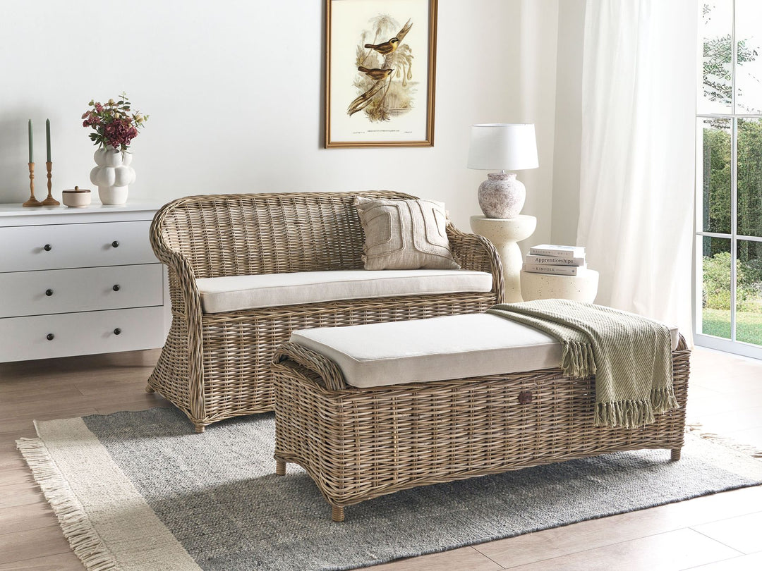 Susua Garden Sofa with Ottoman with Footstool Rattan Natural