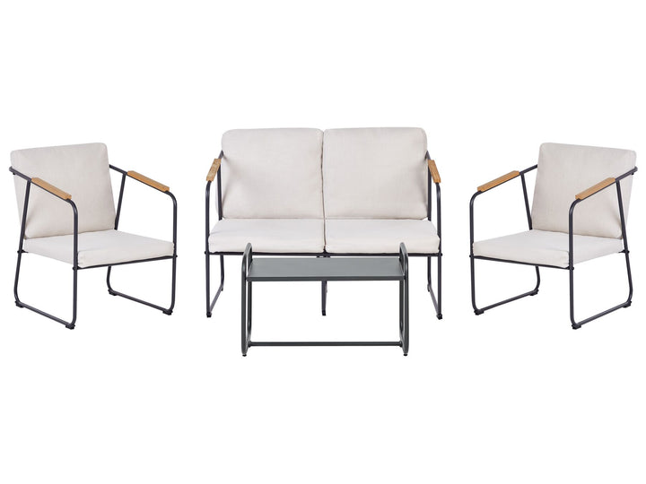 Vezzana Garden Lounge Set with Table 4 Seater Metal Light Beige