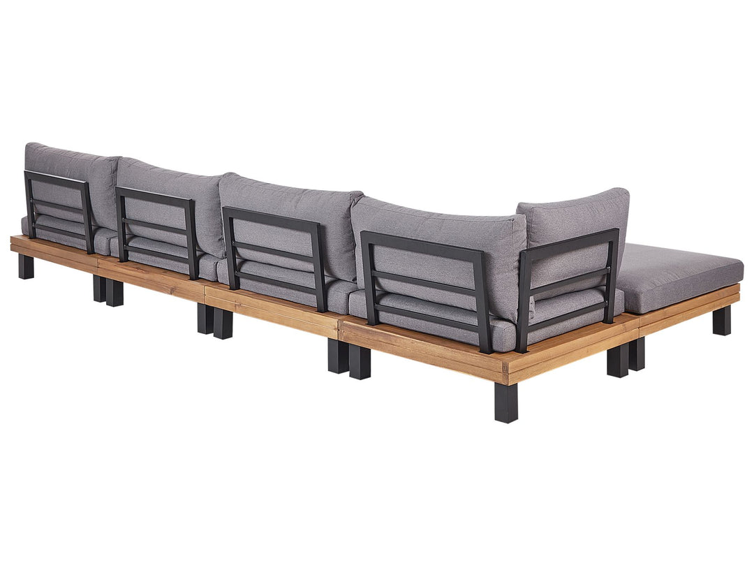 Frazzano Garden Corner Sofa with Table 5 Seater Certified Acacia Wood Grey