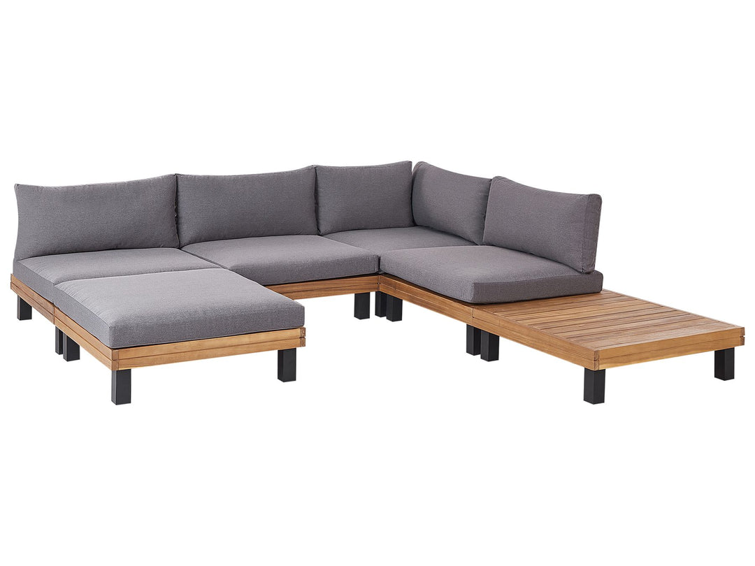 Frazzano Garden Corner Sofa with Table 5 Seater Certified Acacia Wood Grey
