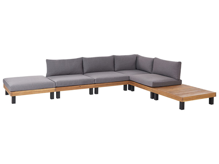 Frazzano Garden Corner Sofa with Table 5 Seater Certified Acacia Wood Grey