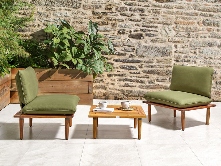 Frascati Garden Lounge Set with Table 2 Seater Certified Acacia Wood Olive Green