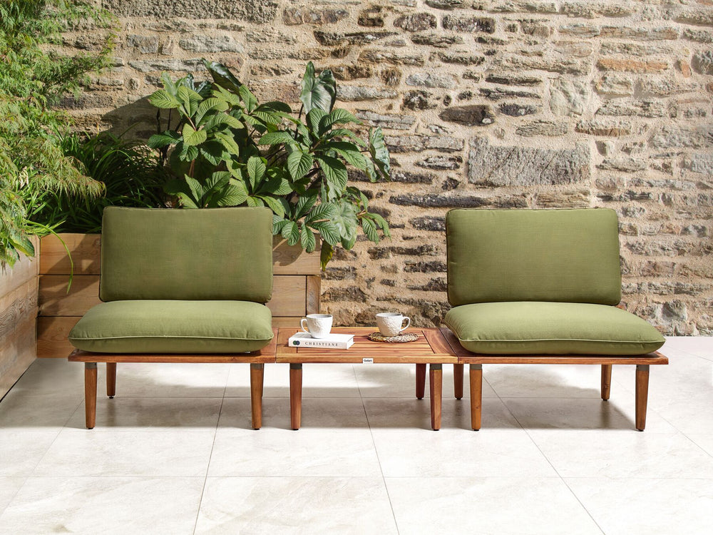 Frascati Garden Lounge Set with Table 2 Seater Certified Acacia Wood Olive Green