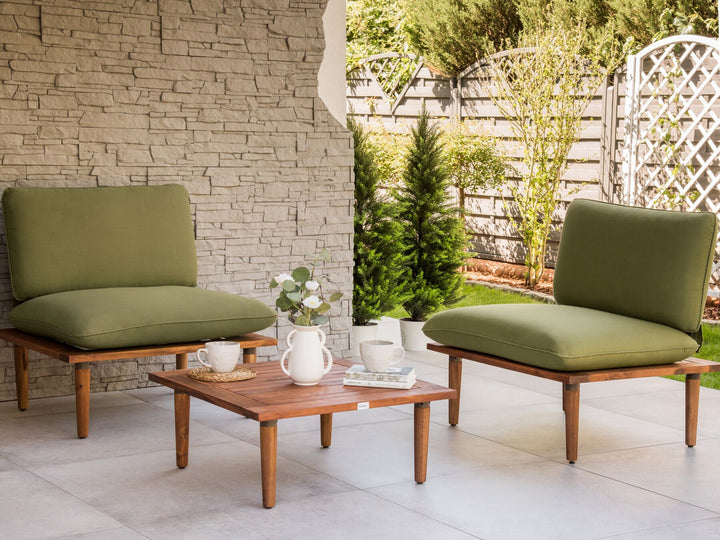 Frascati Garden Lounge Set with Table 2 Seater Certified Acacia Wood Olive Green